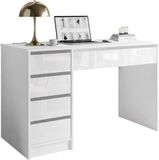 Merkloos Famanu Stijlvol Bureau met 5 Lades - Wit Glans