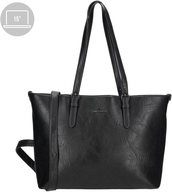 Enrico Benetti Julia shopper – 15 inch laptop – dames laptoptas - Werktas dames - 65019 – Zwart