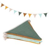 AiQInu Partybanner, vlaggetjesslinger, stof, decoratie voor kinderkamer en meisjes, slingers van wasbare katoenen stof, wieg, driehoek, kleurrijke vlag, decoratie
