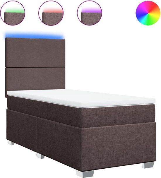 vidaXL Boxspring met matras stof donkerbruin 80x200 cm