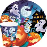 Fiestas Halloween/horror pompoen feest servies - borden/bekers - 24x - orange - papier