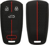 kwmobile autosleutel hoesje geschikt voor Audi 3-knops Smartkey autosleutel (alleen Keyless Go) hoes - Siliconen autosleutel behuizing - Auto sleutel case met honingraat - Sleuteletui in zwart / rood