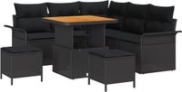 vidaXL Tuinbank Set 8-delig Zwart Poly Rattan