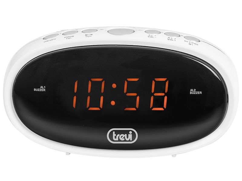 Trevi EC 880 Digital Alarm Clock - Black/White - Oval Shape