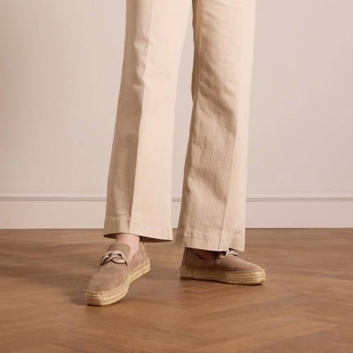 Manfield Dames Taupe Suède Espadrilles met Chain - Maat 36