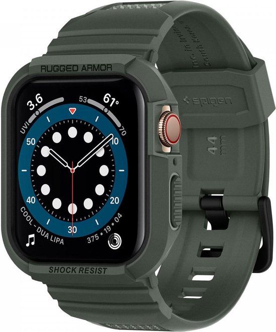 Spigen Rugged Armor Pro - Apple Watch 45MM / 44MM Hoesje en Bandje - Groen
