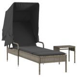 VidaXL Lounge Chair Padded Seat Polyrattan, Steel Grey