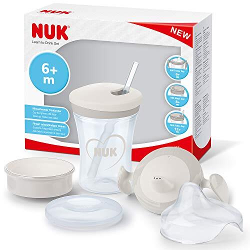 NUK Drinklernset cadeaubox met verschillende drinkopzetstukken beige