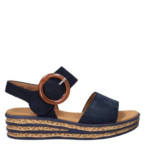 Gabor Donkerblauw Suède Sleehak Sandalen
