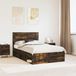 Maison Exclusive - Lit exclusif - Structure en bois massif de chêne fumé, dimensions 135 x 190 cm