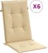 vidaXL Stoelkussens 6 st hoge rug 120x50x4 cm stof gemêleerd beige
