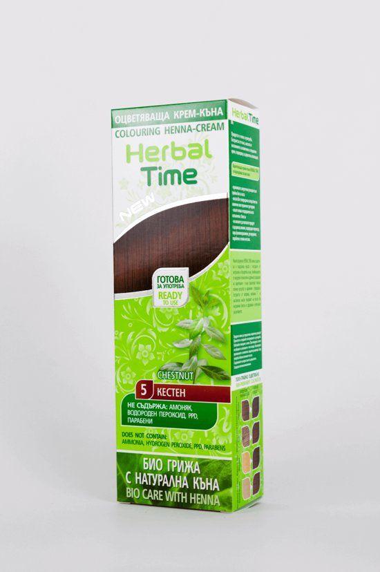 HERBAL TIME Chestnut nr.5 BIO CARE Haarverf met Henna 0% PPD PTD