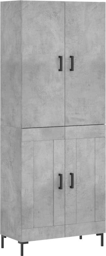 vidaXL Hoge kast bewerkt hout betongrijs 69,5x34x180 cm