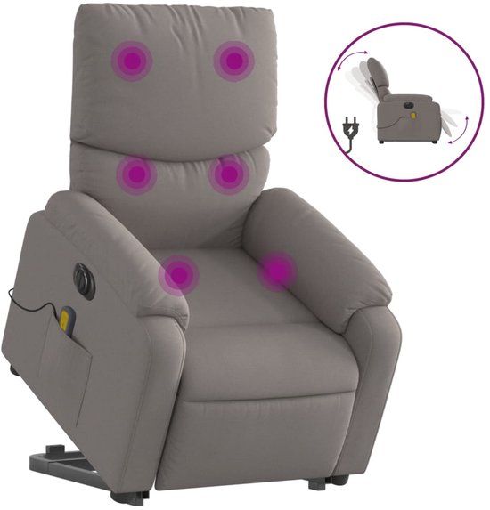 vidaXL Sta-op-massagestoel elektrisch verstelbaar stof taupe