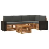 vidaXL - Buiten - bank - set - 6 - st - Natuurlijk - en - Antraciet - Polyester