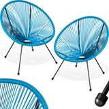 Tectake Tuinstoelen - Retro Egg Acapulco designstoelen - Set van 2 - Blauw