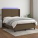Maison Exclusive - Lit boxspring avec matelas et éclairage LED, brun foncé, 140x190 cm, rembourré