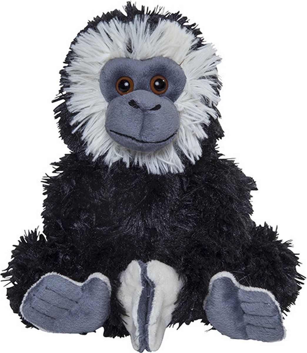 Nature Planet Pluche knuffel gibbon aapje zwart 17 cm - Ophangen met klittenband handjes
