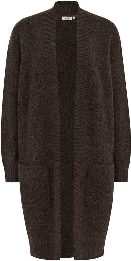 WE Fashion Dames gebreid vest van wolmix - Donkerbruin - Maat M
