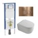 QeramiQ Dely Swirl Toiletset - 36.3x51.7cm - Geberit UP720 Duofix Sigma inbouwreservoir - sans bride - cuvette approfondie - siège 35mm - plaque de commande cuivre - boutons rectangulaires - blanc mat