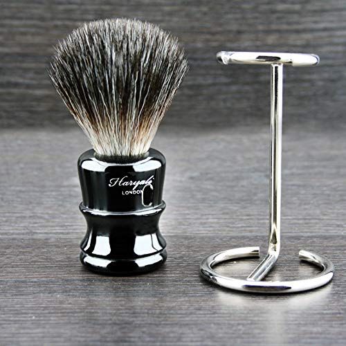 Jag Shaving Zwart Synthetisch Haar Scheerborstel & Staal Scheerstandaard Milieuvriendelijke Borstelharen