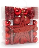 HEITMANN DECO Kerstboomversiering, rood, 45-delig, set incl. piek, ballen, parelkettingen en slingers, kunststof, 12 x 25 x 40 cm