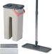 Relaxdays vlakmop-set, 3L emmer met wringfunctie, 2 kamers, grijs