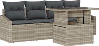 vidaXL Tuinbank Set Lichtgrijs Polyrattan