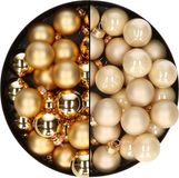 Othmar Decorations Bv Mini kerstballen - 48x st - champagne en goud - 2,5 cm - glas - kerstversiering