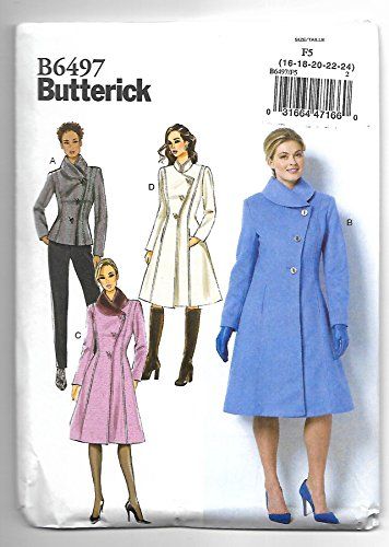 Vlinderpatronen 6497 F5 - Miss Petite Jas en Jas - Maten 14-24 - Spleet - Meerkleurig