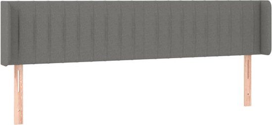 vidaXL Hoofdbord met randen 203x16x78/88 cm stof donkergrijs