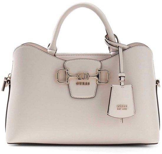 GUESS Janie Girlfriend Satchel Stone crème Handtas