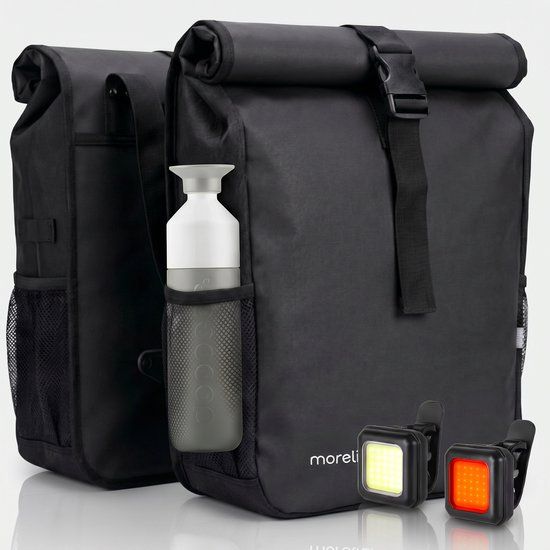 Morelia 3-in-1 Fietstas - 28 Liter - Waterdicht - Zwart - Tarpaulin