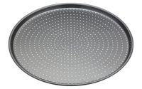 MasterClass Crusty Bake pizzaplaat met antiaanbaklaag voor normale en pizzaovens, 32 cm, met hoes, grijs