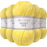 Utopia Crafts Velvet Lux Chenille superzacht, grof garen voor breien en haken, 5 x 100 g (zonnegeel)
