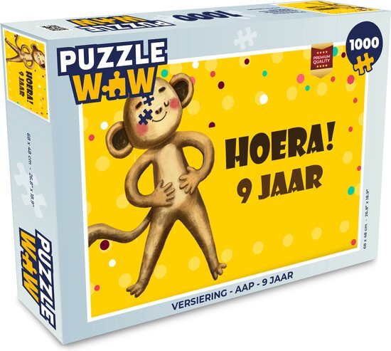 MuchoWow Puzzel Versiering - Aap - 9 jaar - Legpuzzel - Puzzel 1000 stukjes volwassenen