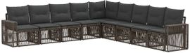 vidaXL Banc de jardin - Set - 9 places assises - Gris et Gris foncé - Polyrattan
