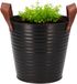 DK Design Plantenpot/bloempot emmer Leather- zink - zwart - D18 x H17 cm
