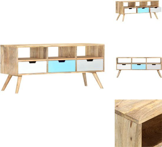 vidaXL Tv-meubel - 110x35x48 cm - Massief Mangohout