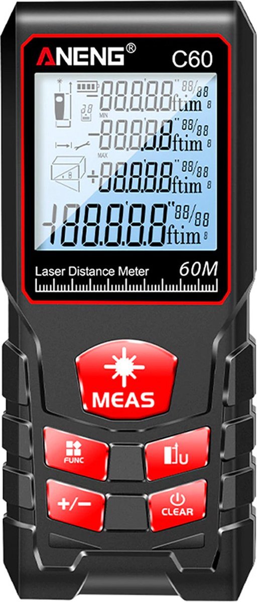 DW4Trading Digitale Laser Afstandsmeter met LCD Display - Backlight - Waterdicht - 40m - Zwart