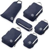 Compressie TRIPPED Travel Gear 6 stuks compressieverpakkingskubussen voor op reis, marineblauw