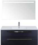BES LED Seville Badmeubelset 120 cm - 2 Laden Black Oak - Wastafel Enjoy Enkel met Sence Spiegel