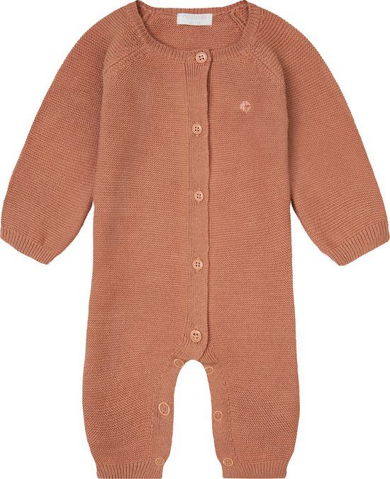 Noppies Unisex Playsuit Monrovia - Café au lait - Maat 74 - Lange mouw - Biologisch katoen