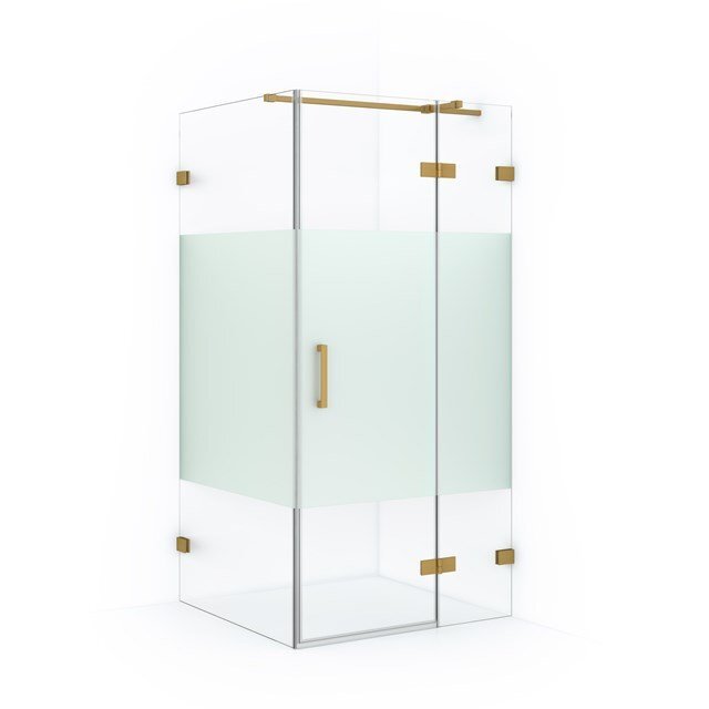 Maxaro Douchecabine Diamond 100x100cm 8mm Helder Veiligheidsglas met Matte Strook Goud