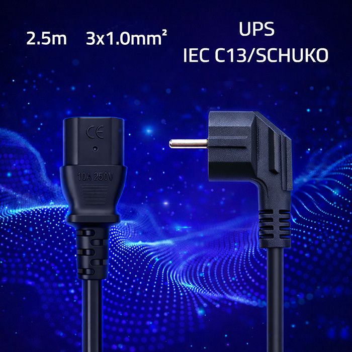 Qoltec Power Cable | SCHUKO CEE 7/7 (E/F) Plug | IEC C13 | 3x1.00 mm² | Pure Copper | 2.5m