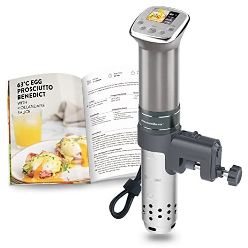 KitchenBoss Sous-Vide Garer Sous-Vide Stick: Gekleurde LCD-recepten | G321 Zilver | Ultra-stil | Borstelloze gelijkstroommotor | 1100 Watt | IPX7 waterdicht | van