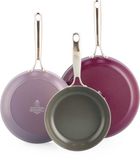 BK Sky Koekenpannenset 3-delig - 20/24/28cm - PFAS-vrije antikleeflaag - Koekenpan inductie - Keramische koekenpan - Ovenbestending tot 220°C - Zonder deksel - Violet