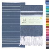 WETCAT Turkse strandlaken, extra groot, 38 x 71 cm, 100% katoen, zandvrij, sneldrogend, extra grote lichte reishanddoek voor volwassenen, strandaccessoires, geschenken - donkerblauw