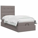 vidaXL Ottoman bed met matras en hoofdeinde, taupe, 90 x 200 cm, stof