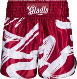 Gladts "Gladion" – Kickboksbroekje / Fightshort – Maat XL – Heren & Dames – MMA & Boksen – Training & Wedstrijden – Bordeauxrood / Wit